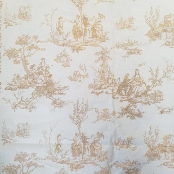 Lovely Toile French Country Fabric by Michael Miller in Gold and Creamy White - Picture 1 of 10